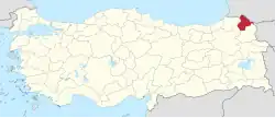 Location of the province within Turkey
