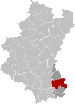 Location of Arlon in Luxembourg province