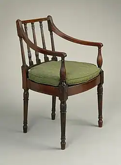 Armchair; possibly by Ephraim Haines; 1805–1815; mahogany and cane; height: 84.77&nbsp;cm, width: 52.07&nbsp;cm; Los Angeles County Museum of Art