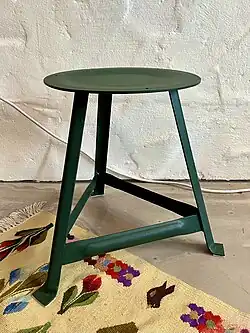 Green metal stool made in Bucharest, Romania (1920)