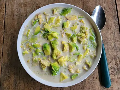 Avocado in milk and sugar, a traditional dish from the Philippines