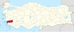 Location of the province within Turkey