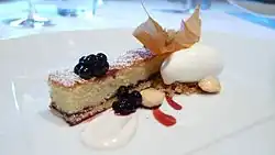 slice of Bakewell tart with sherbet