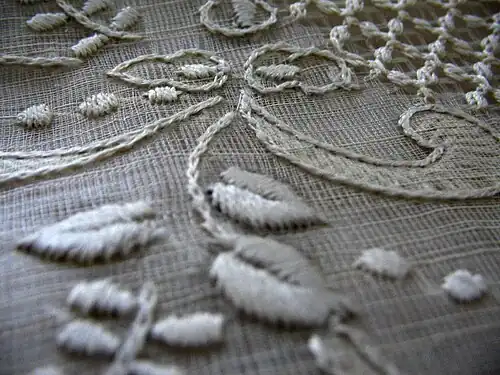 Close-up view of a barong tagalog made with piña fibre in the Philippines