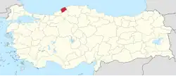 Location of the province within Turkey