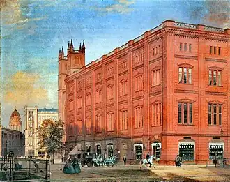 The Berlin Bauakademie, by Karl Friedrich Schinkel (1832–36), is considered one of the forerunners of modern architecture due to its heretofore relatively streamlined façade of the building
