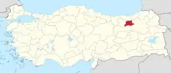 Location of the province within Turkey