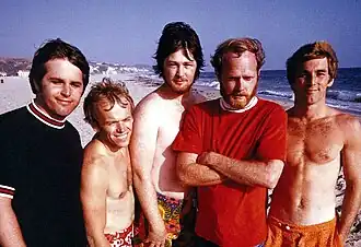 The Beach Boys' original lineup in 1967 From left: Carl Wilson, Al Jardine, Brian Wilson, Mike Love, and Dennis Wilson