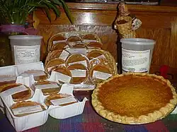 A selection of pies of various sizes.