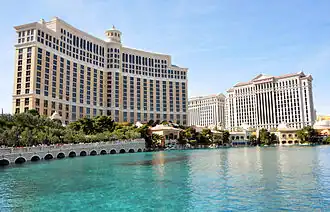 The Bellagio (left) and Caesars Palace (right)