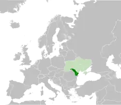 Map of Bessarabia within Moldova and Ukraine