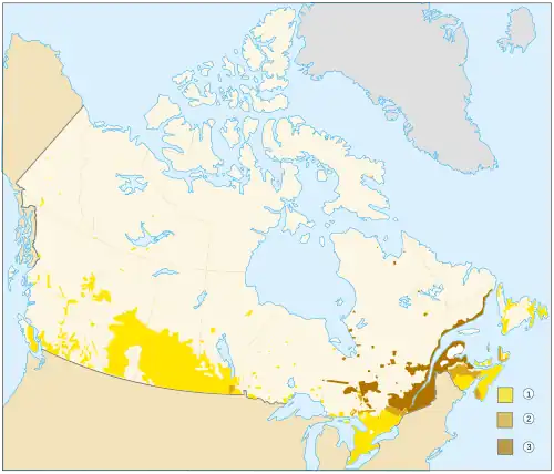 The Bilingual Belt. In most of Canada, either English or French is predominant. Only in the intermittent "belt" stretching between northern Ontario and northern New Brunswick, and in a few other isolated pockets, do the two languages mix on a regular basis.