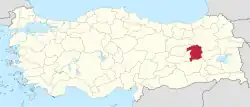 Location of the province within Turkey