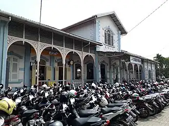 Motor scooter parking lot at Binjai Station, North Sumatra