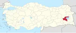 Location of the province within Turkey