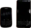 The BlackBerry Curve 8520 (left, introduced 2009) compared with the BlackBerry KeyOne BBB100-7 (right, introduced 2017)