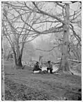 Ruins of a CS railroad bridge at Blackburns Ford on Bull Run river south east of the Stone Bridge at Bull Run. Railroad was built by the Confederate army to run supplies to the army encamped some 5 miles from Manassas Junction[73]