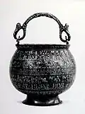 Bobrinsky Bucket, a bronze cauldron decorated with human figures. From 1163 CE, Herat, Afghanistan. (Hermitage Museum)[183]