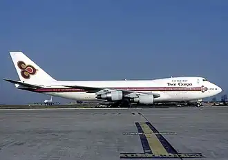 Boeing 747-2D7B(SF) (N522MC) in the Thai Airways International Lowercase letter Cargo livery