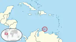 Location of&nbsp;Bonaire&nbsp;(circled in red) in the Caribbean