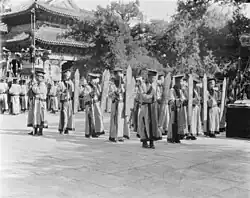 Confucian Shield & Ap Dancers wearing hanfu at official ceremony at Beijing, 1924 to 1927.