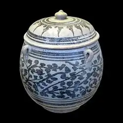 Room 33 – Covered hanging jar with underglaze decoration, Si Satchanalai (Sawankalok), north-central Thailand, 14th–16th centuries AD