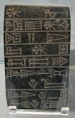 Inscription of Ur-Namma commemorating the restoration of the Eanna, the great temple of the goddess Inanna in Uruk. British Museum.