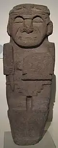 Room 2 – Stone tomb guardian, part human part jaguar, from San Agustín, Colombia, c. 300–600 AD