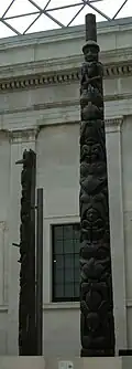 Great Court – Two house frontal totem poles, Haida, British Columbia, Canada, about 1850 AD