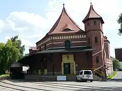 Old railway building at the old brewery