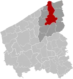 Location of Bruges in West Flanders