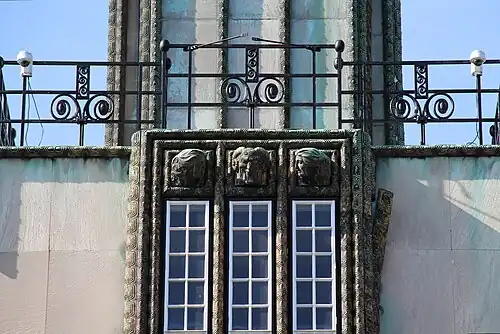 Detail of the Stoclet Palace's façade, made of reinforced concrete faced with marble veneer