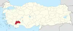Location of the province within Turkey