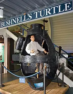 Cutaway replica of Bushnell's "Turtle" at the Submarine Force Library and Museum, Groton, Connecticut
