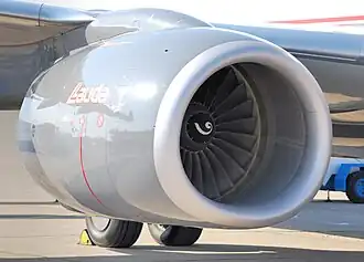 737 Next Generation with CFM56-7 engine with a more rounded inlet due to a redesigned fan in the engine