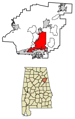 Location of Anniston in Calhoun County, Alabama