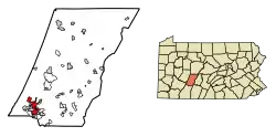 Location of Johnstown in Cambria County, Pennsylvania