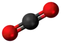 Ball-and-stick model of carbon dioxide