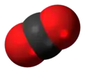 Space-filling model of carbon dioxide