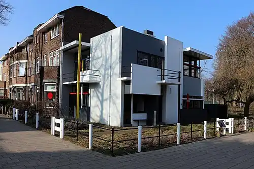 De Stijl – Rietveld Schröder House in Utrecht, Netherlands, by Gerrit Rietveld (1924)[66]