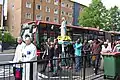 Catholic procession with a statue of the Virgin Mary being carried on a litter, London, 2010