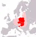 Map of Central Europe, according to Lonnie R. Johnson (2011):[112] &nbsp;&nbsp;Countries usually considered Central European (citing the World Bank and the OECD) &nbsp;&nbsp;Countries considered to be Central European only in the broader sense of the term