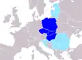 Central Europe according to Peter J. Katzenstein (1997): &nbsp;&nbsp;The Visegrád Group countries are referred to as Central Europe in the book.[88] &nbsp;&nbsp;Countries for which there is no precise, uncontestable way to decide whether they are parts of Central Europe or not[89]
