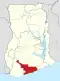 Location of Central Region in Ghana