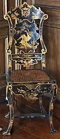 English carved and japanned beechwood chair, c. 1675