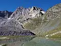 The Aiguille de Chambeyron and the Marinet Lake in the Ubaye Valley
