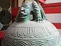 A bell in Chang Chun Temple, Wuhan, hanging on its pulao