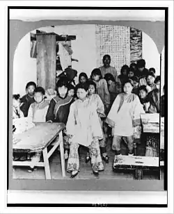 Classroom scene at a girls’ school in Chefoo (Yantai), 1902