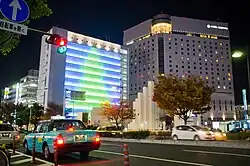 A street in Okayama City, Okayama Prefecture at night