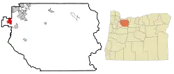 Location of Wilsonville, Oregon